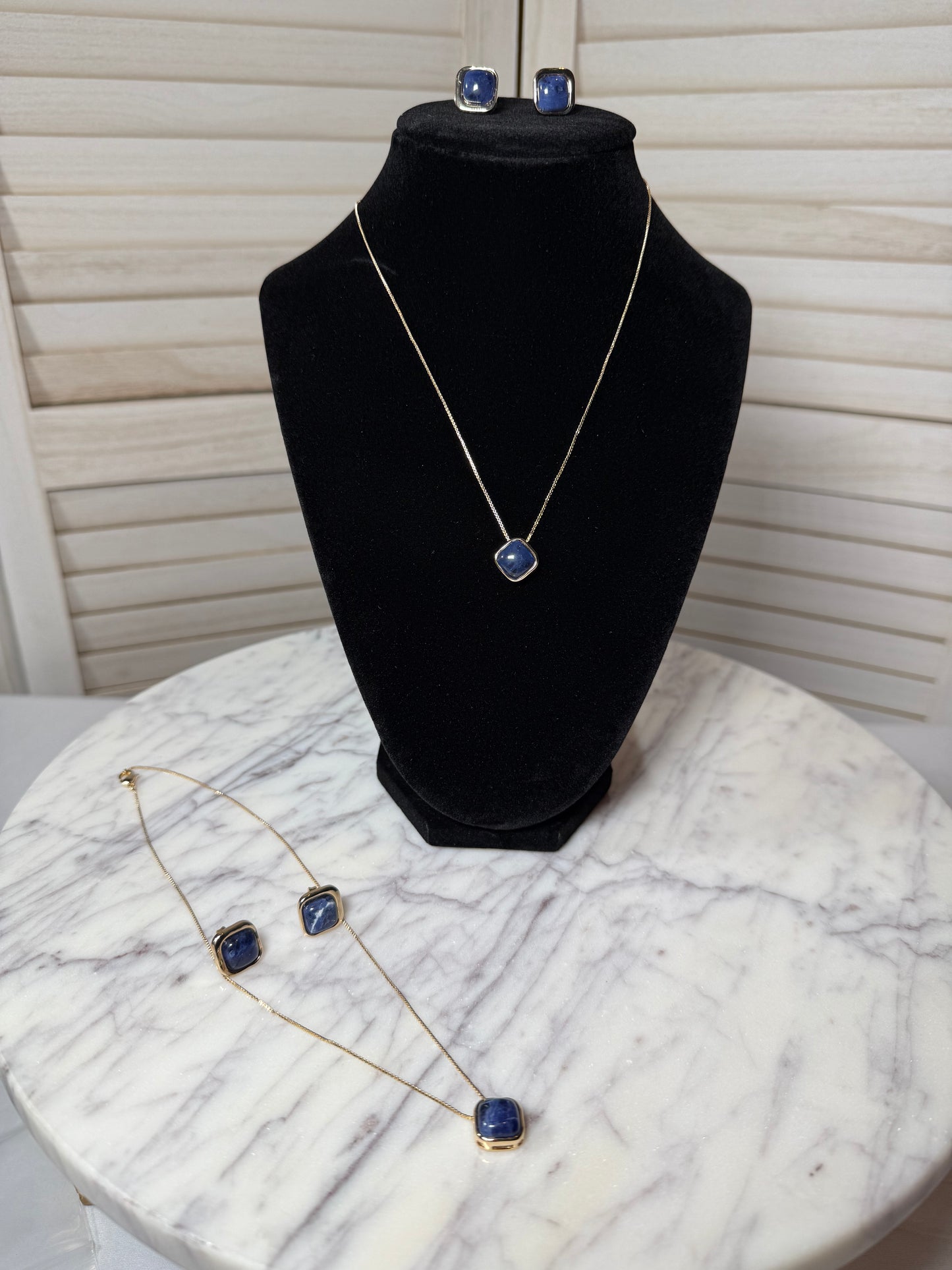 Sodalite Earrings and Necklace Set