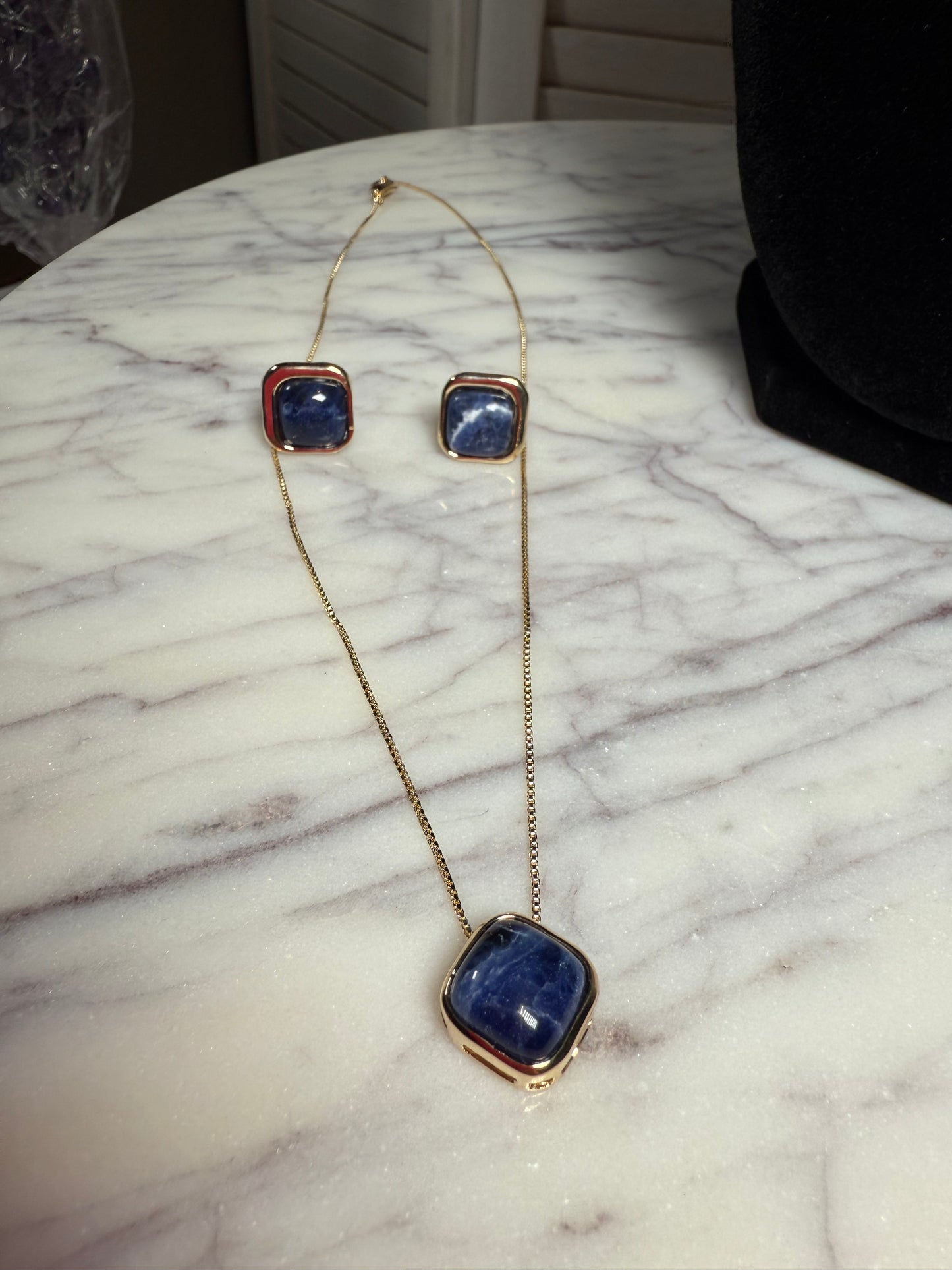 Sodalite Earrings and Necklace Set