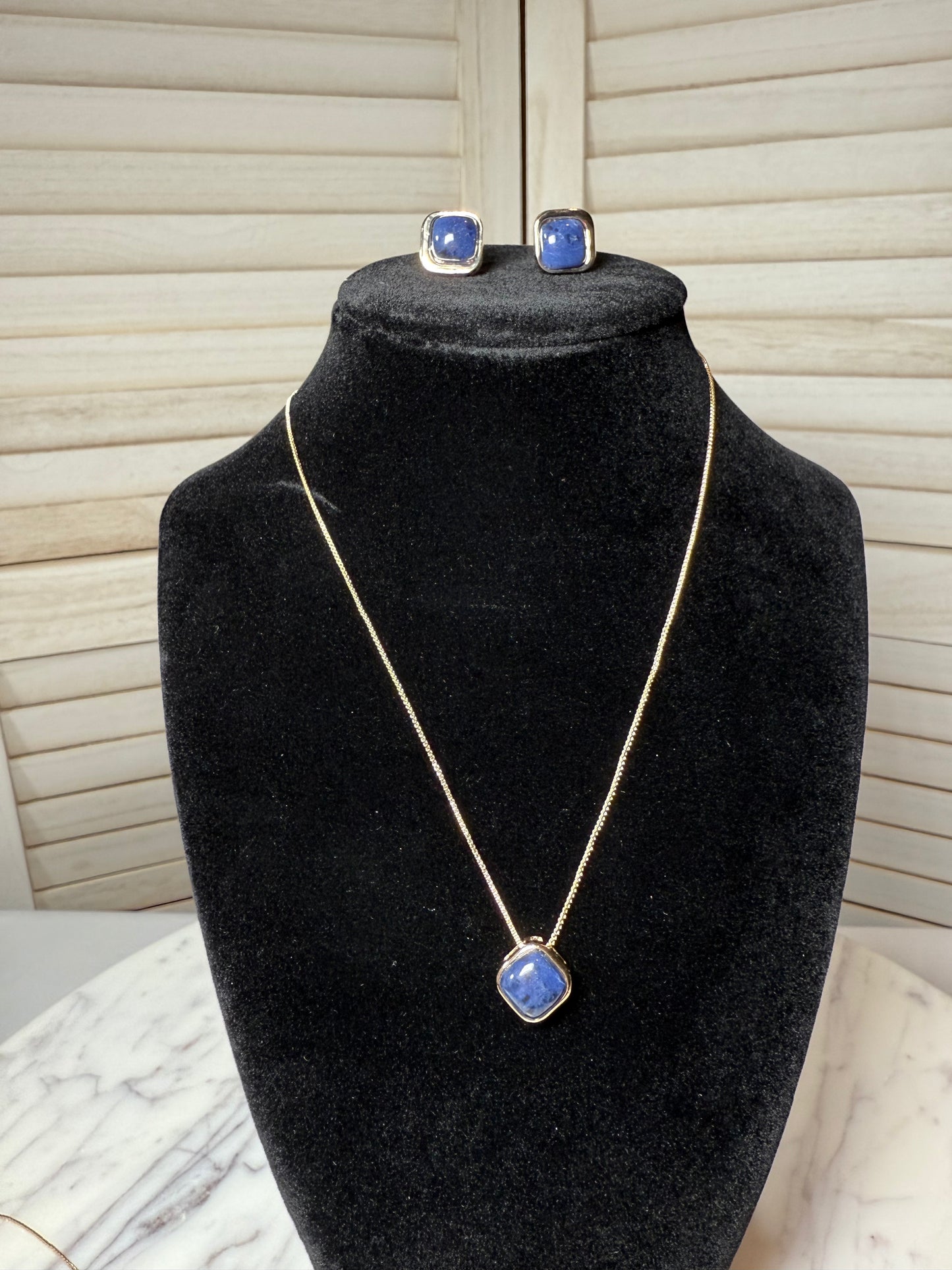 Sodalite Earrings and Necklace Set