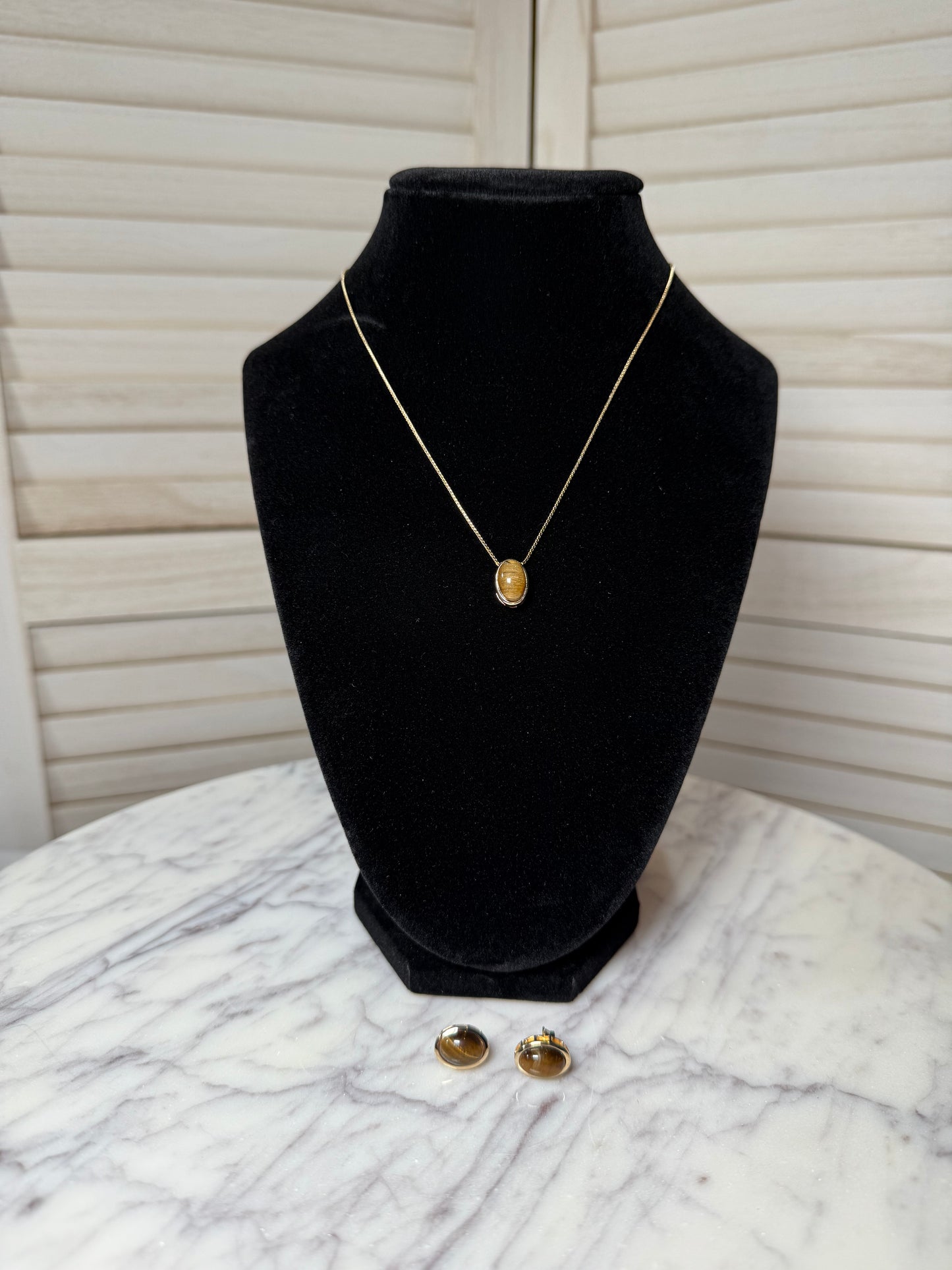 Tiger's Eye Earrings and Necklace Set