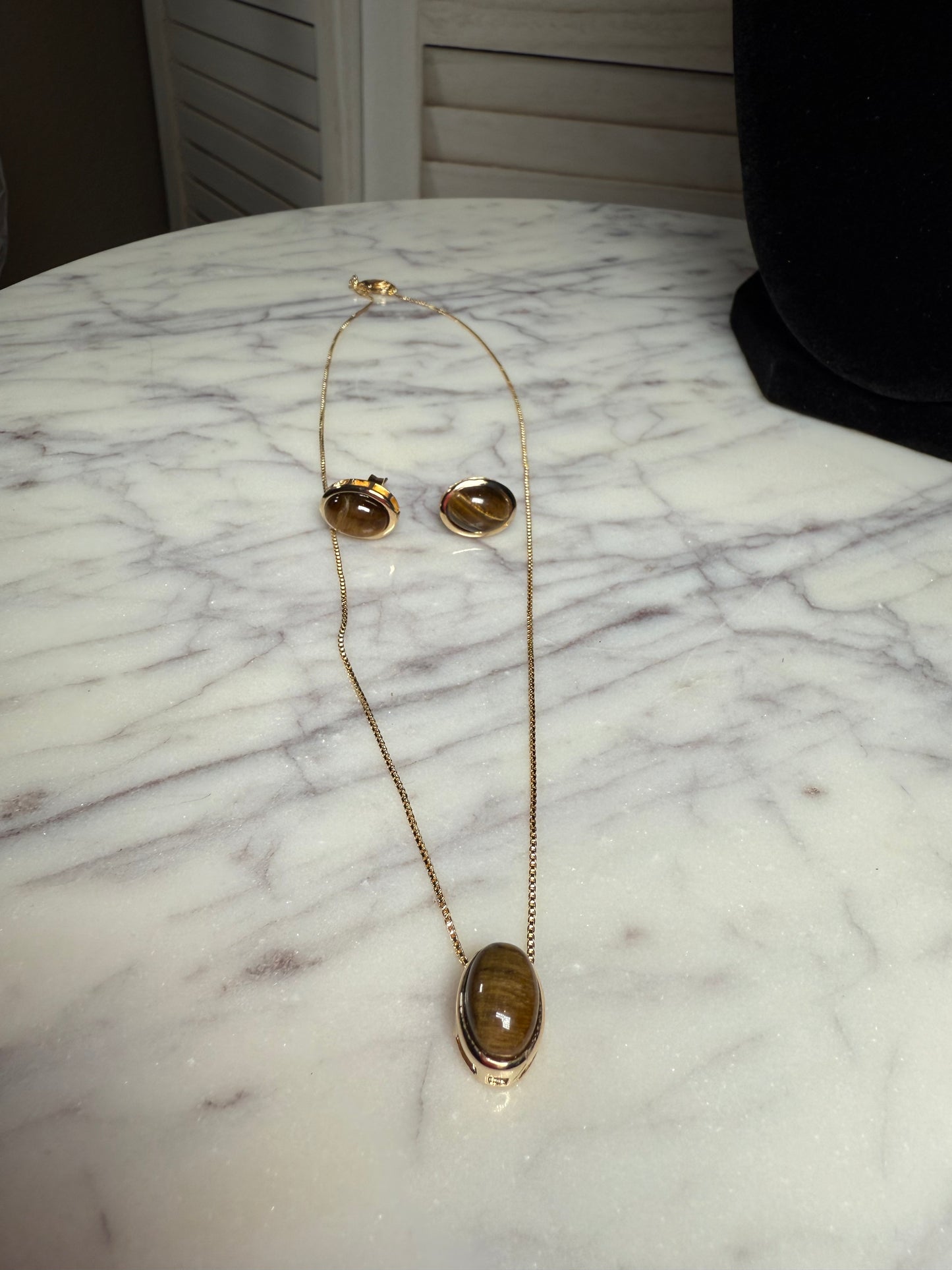 Tiger's Eye Earrings and Necklace Set