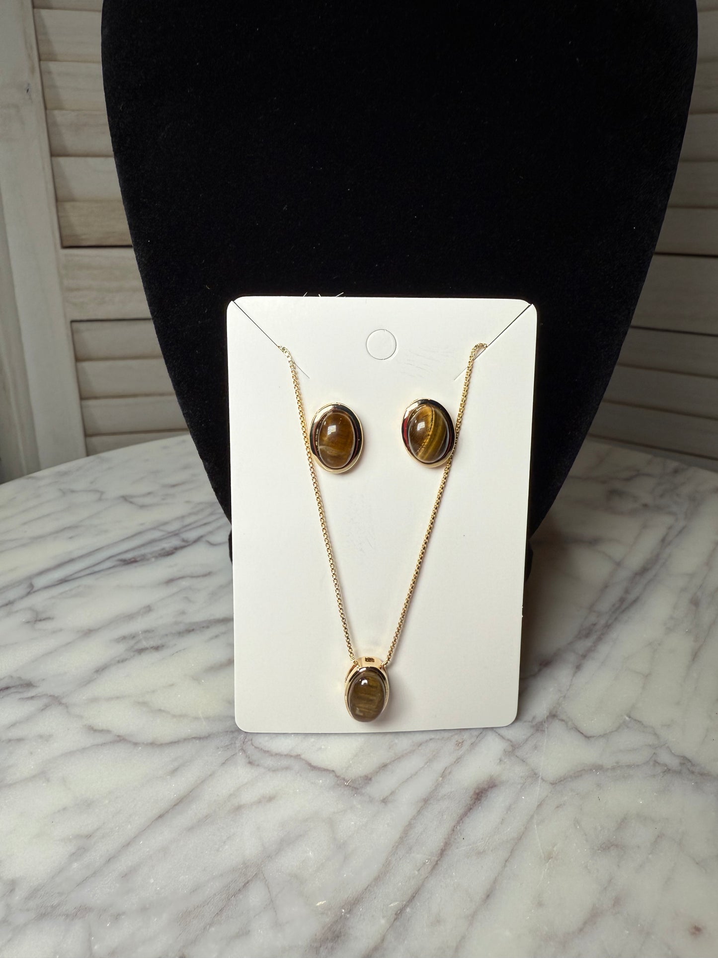 Tiger's Eye Earrings and Necklace Set