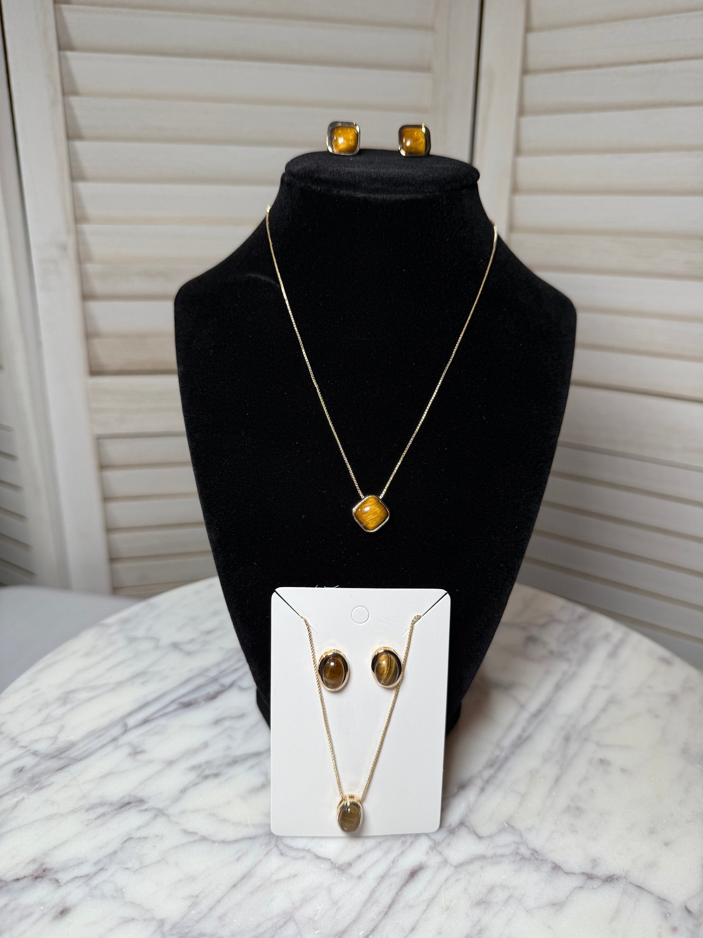 Tiger's Eye Earrings and Necklace Set