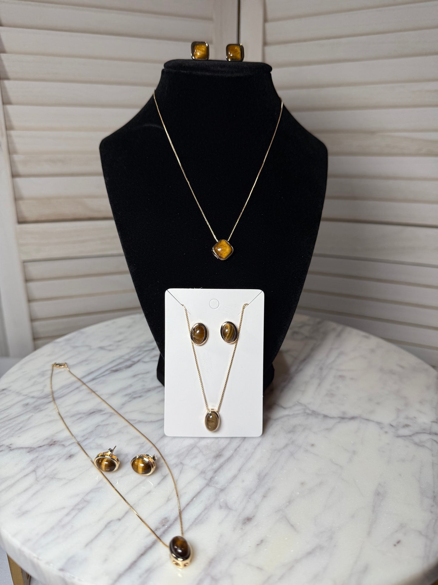 Tiger's Eye Earrings and Necklace Set