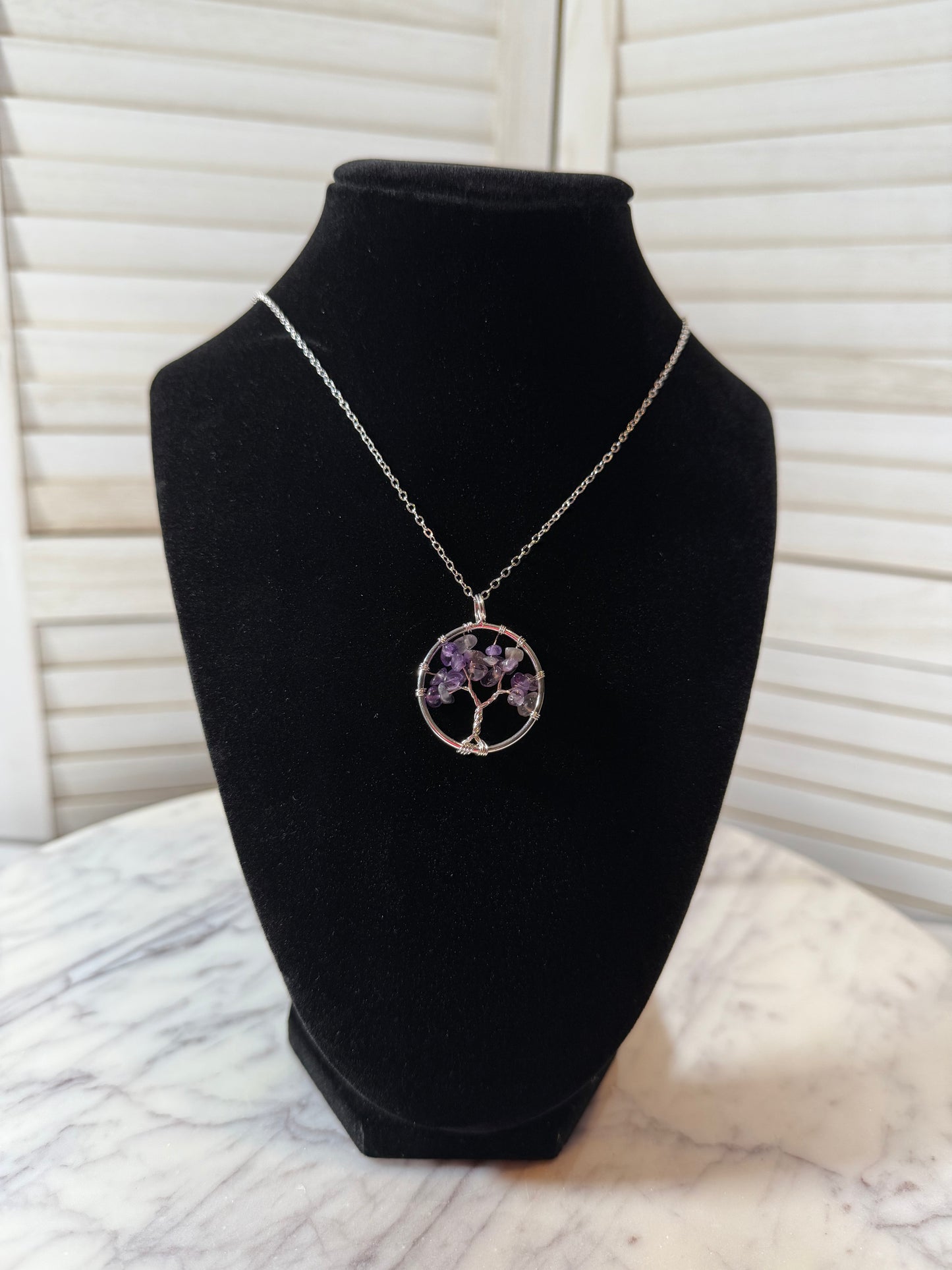 Amethyst Chakra Tree Pendant