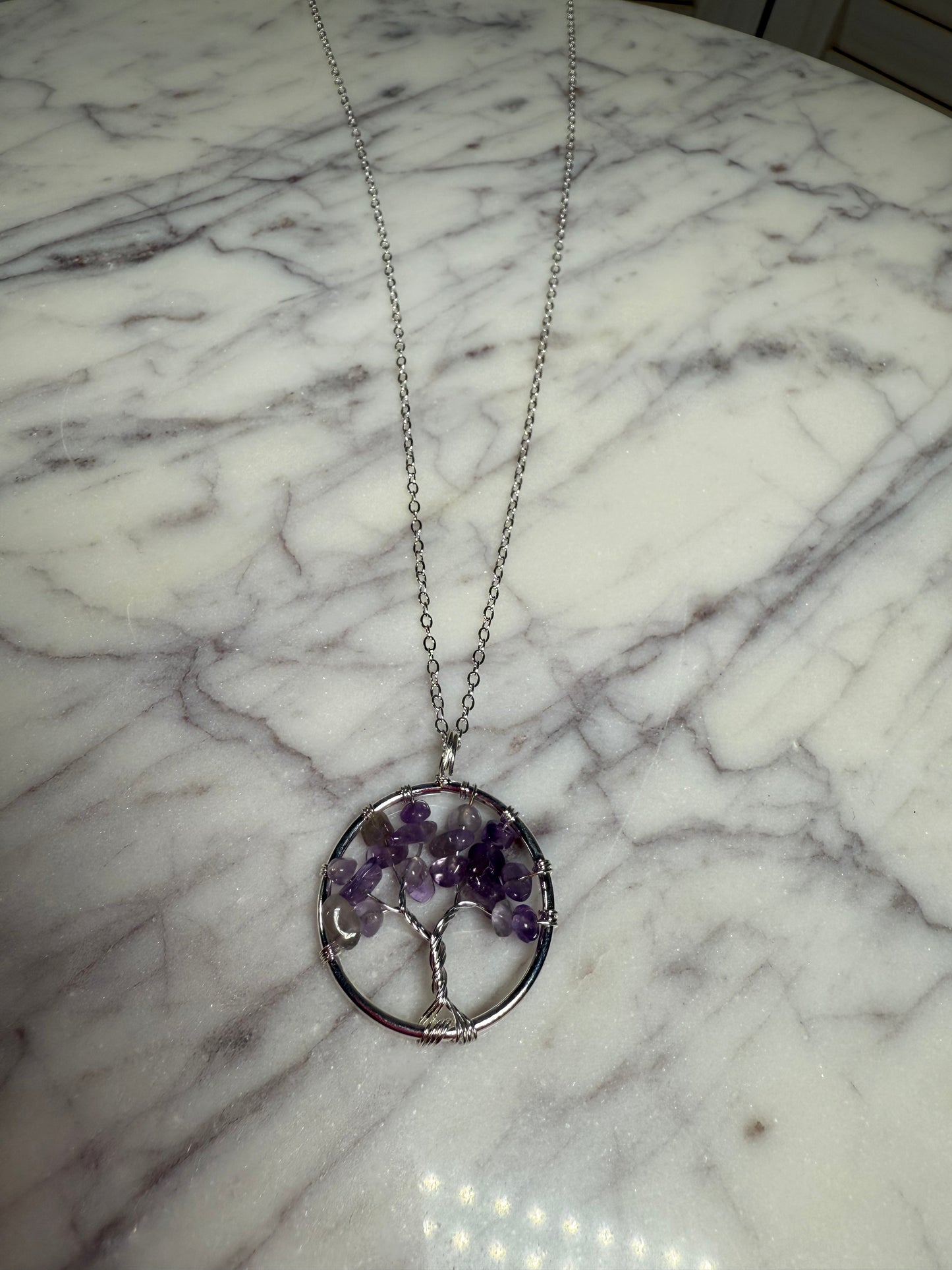 Amethyst Chakra Tree Pendant