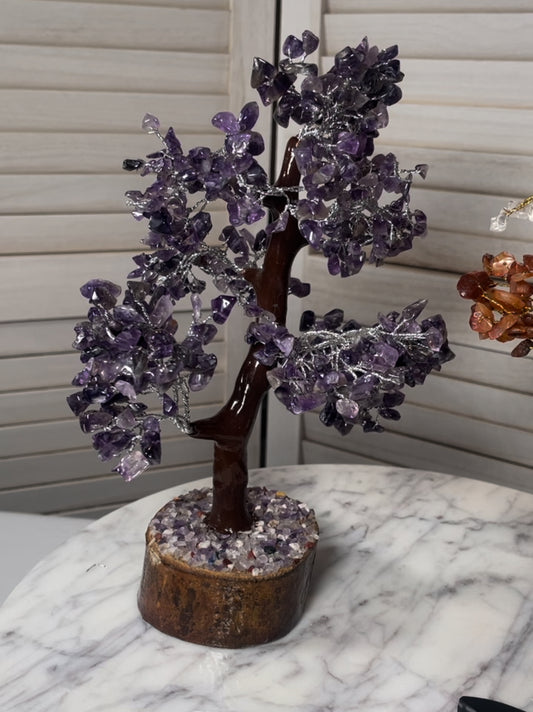 Amethyst Tree with wood base