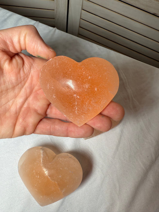 Orange Selenite Heart
