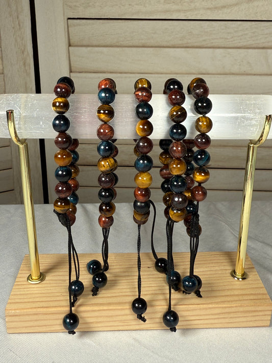8mm Multi Tiger's Eye Adjustable Bracelet