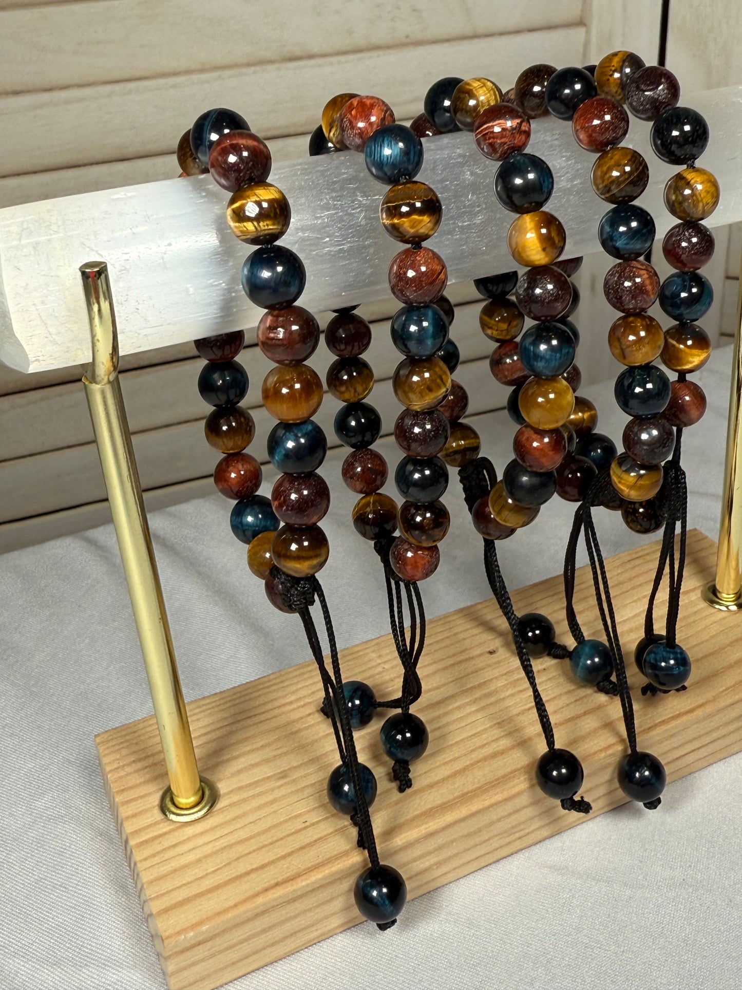 8mm Multi Tiger's Eye Adjustable Bracelet