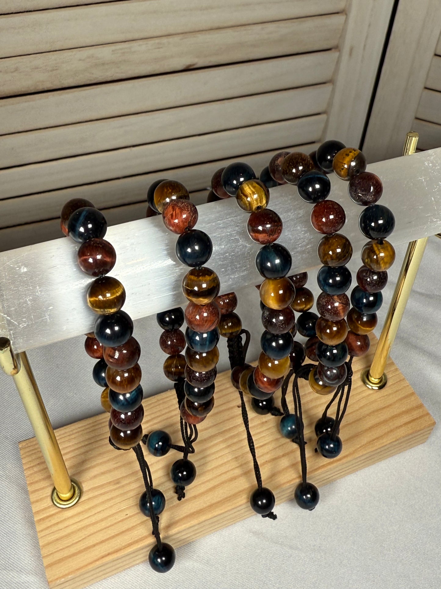 8mm Multi Tiger's Eye Adjustable Bracelet