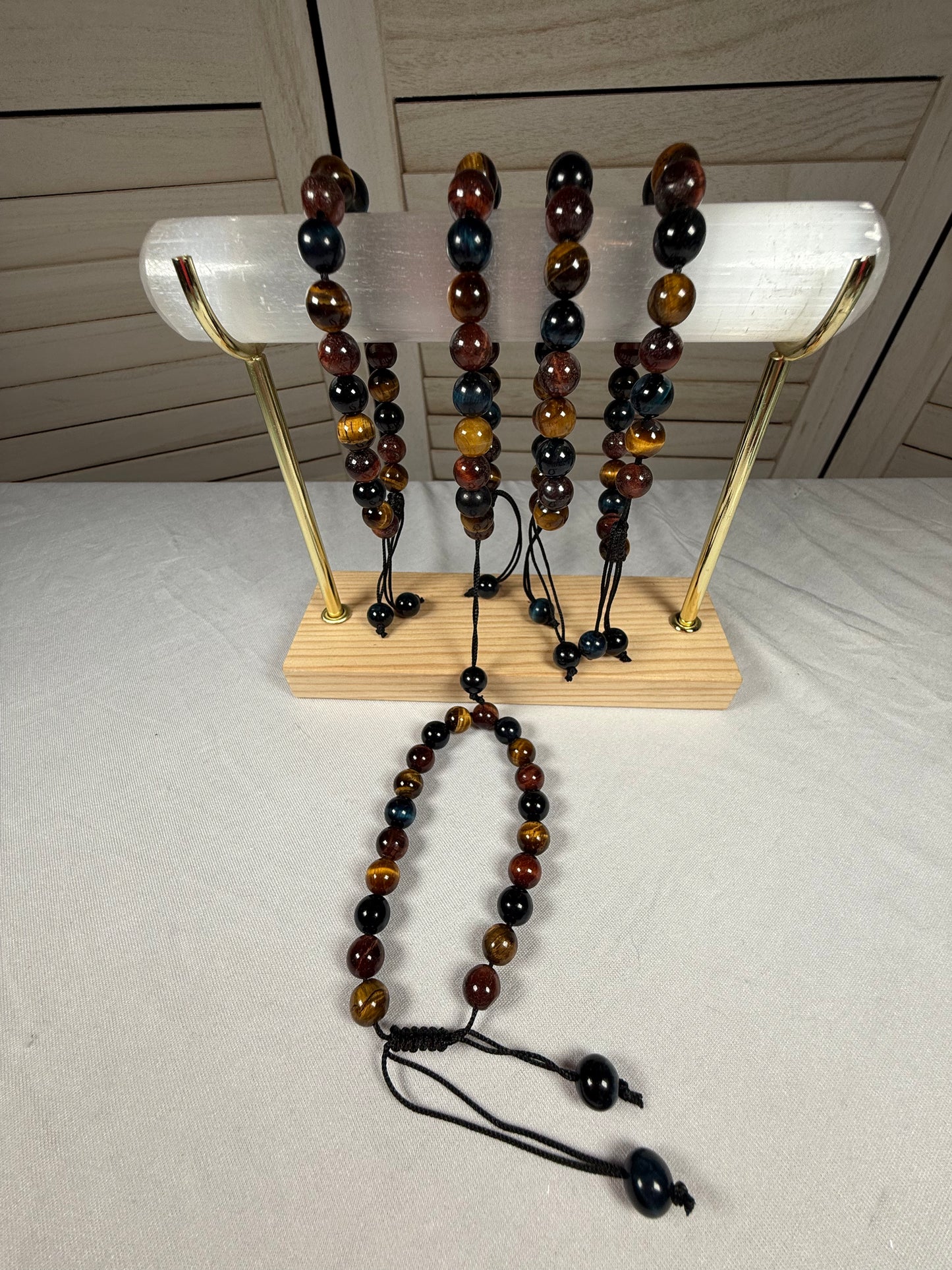 8mm Multi Tiger's Eye Adjustable Bracelet