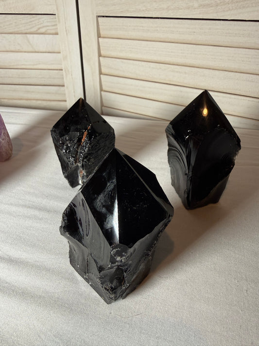 Black Obsidian Top Polish Point