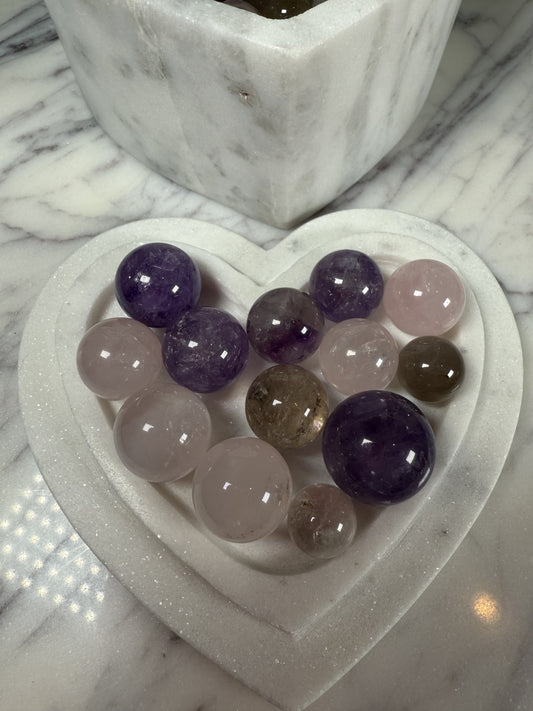 Rose Quartz - Amethyst - Smoky Quartz Mini Sphere