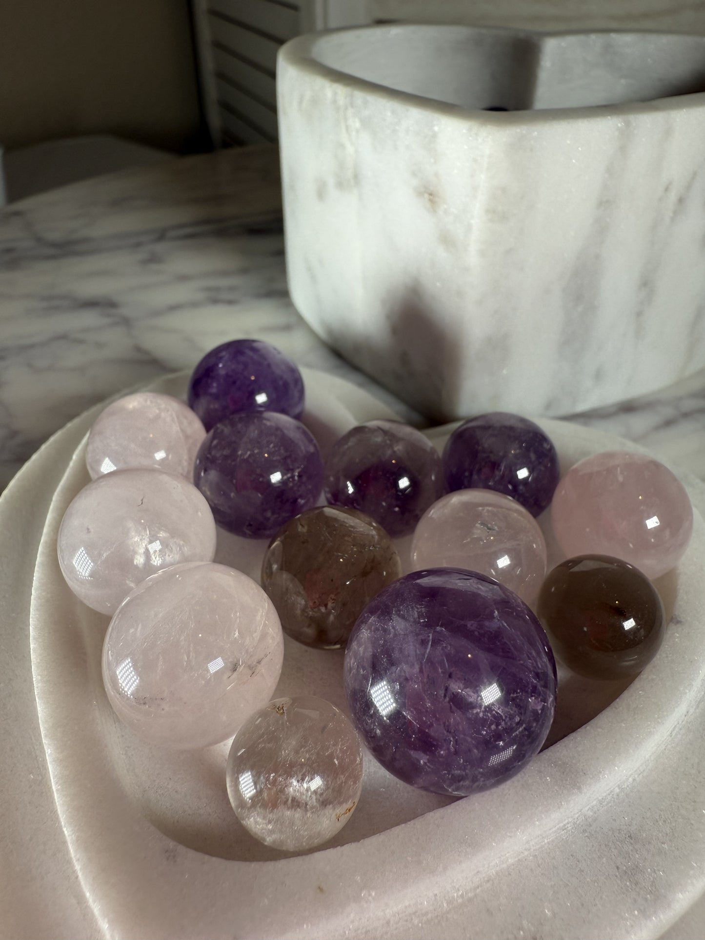 Rose Quartz - Amethyst - Smoky Quartz Mini Sphere