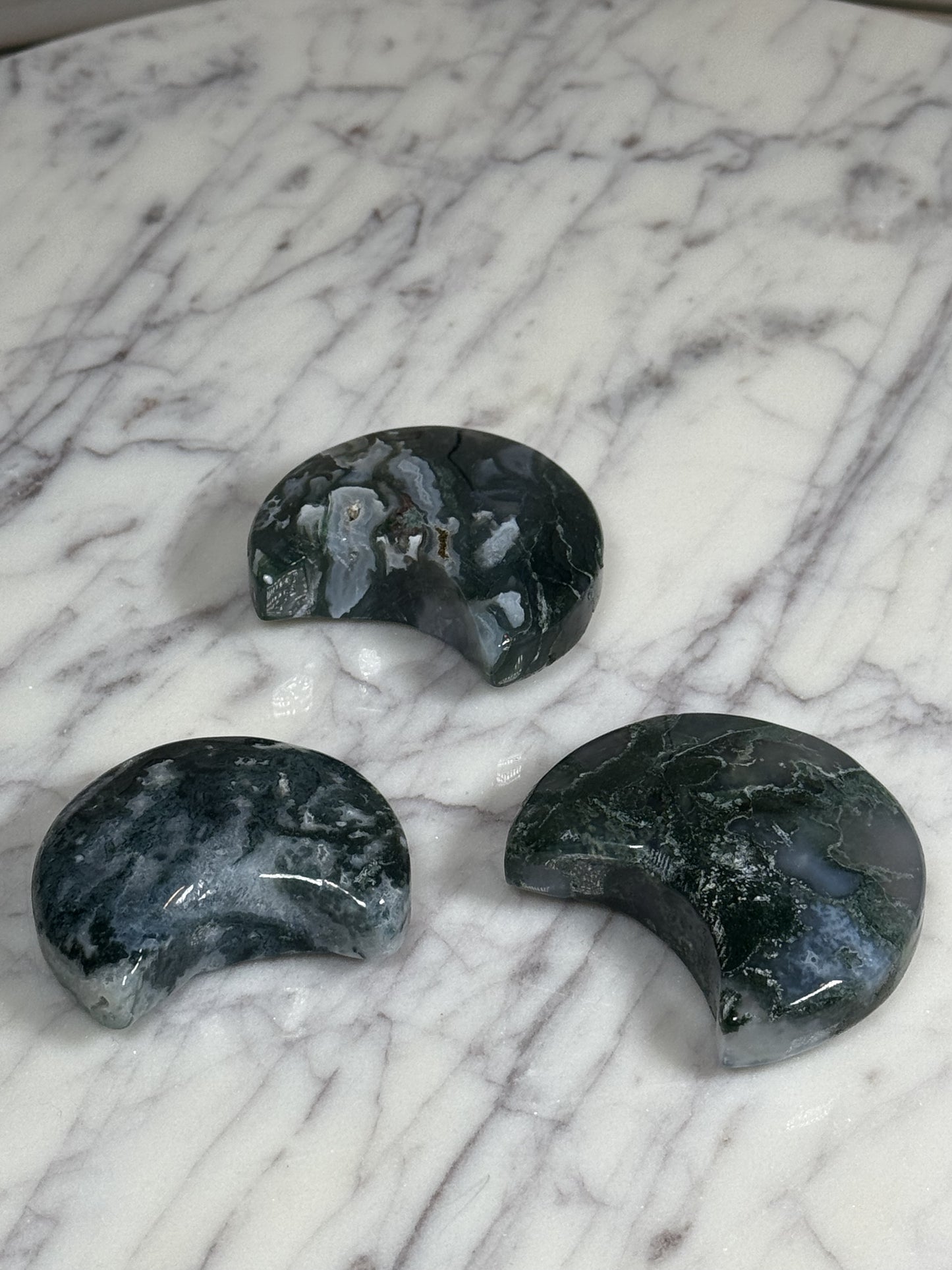 Moss Agate Crescent Moon