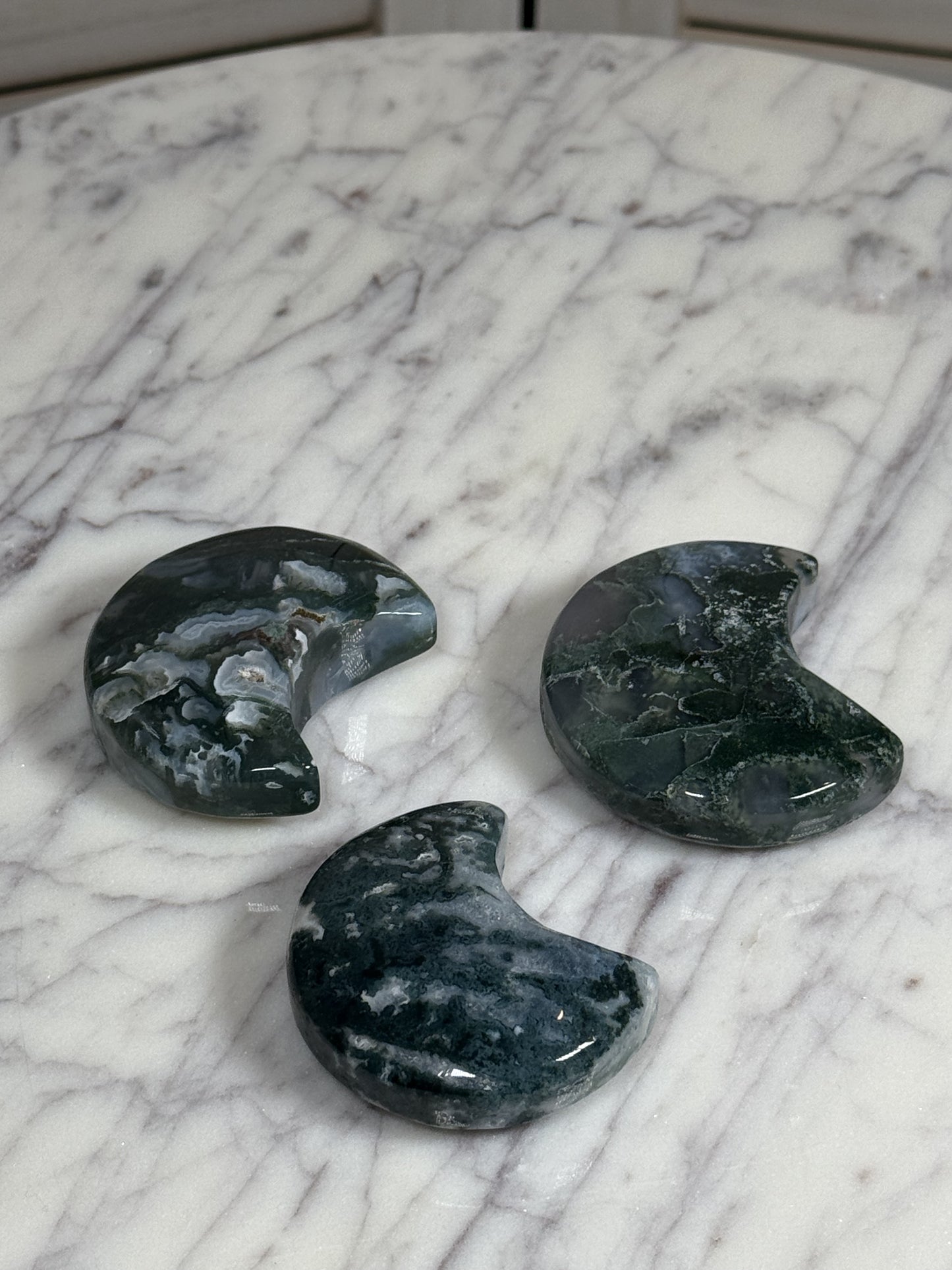 Moss Agate Crescent Moon